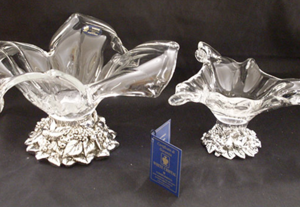 Crystal bowls with silver base